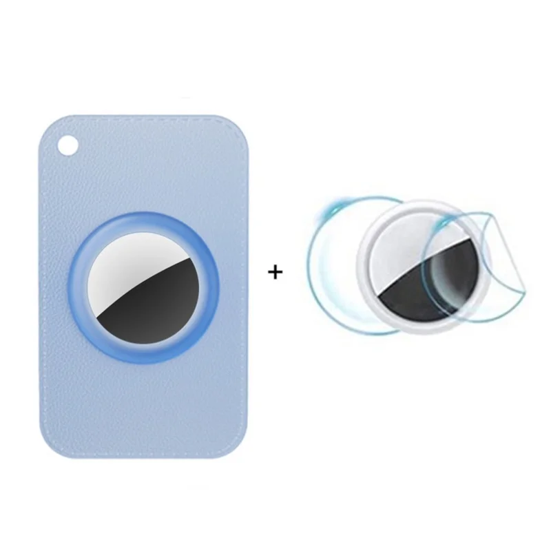 For Apple AirTag Tracker Card Holder Protective Case with Front / Back Films - Transparent Blue