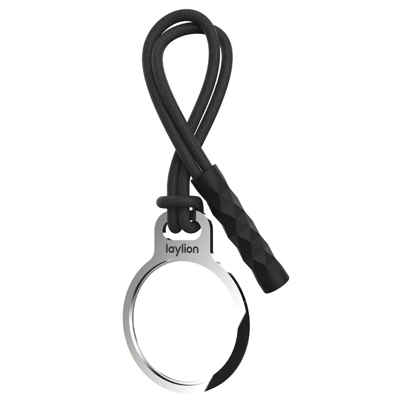 LAYLION L201 For Apple AirTag Case Stainless Steel Mirror Surface Protective Cover - with Lanyard
