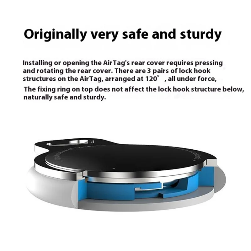 LAYLION L201 For Apple AirTag Case Stainless Steel Mirror Surface Protective Cover - with Lanyard
