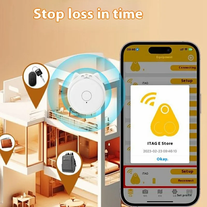 Localizador Inteligente Portátil Y22 con Diseño de Orejas de Gato, Bluetooth, Antiseguimiento, Control por APP - Blanco