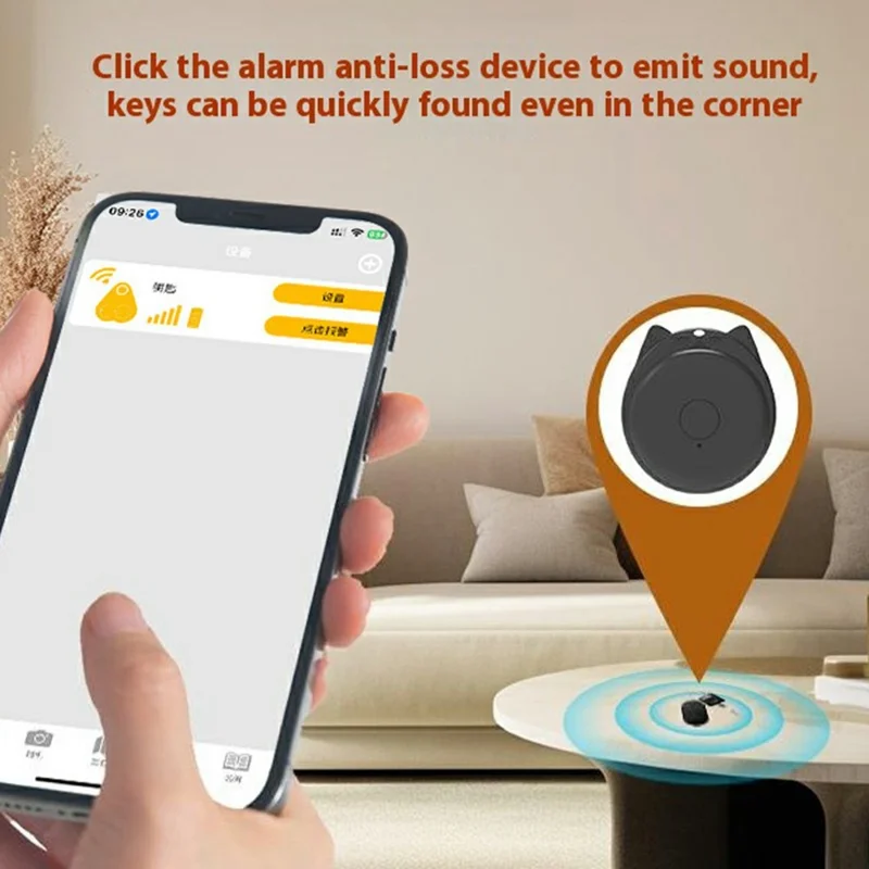 Localizador Inteligente Portátil Y22 con Diseño de Orejas de Gato, Bluetooth, Antiseguimiento, Control por APP - Blanco