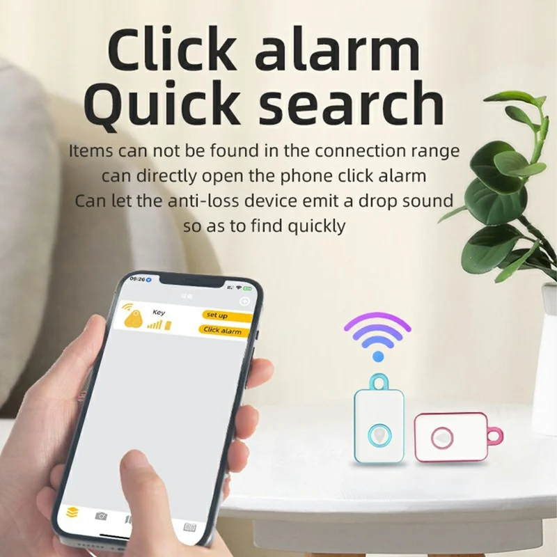 Y06 Portable Bluetooth-compatible Anti Lost Locator for iPhone  /  Android Smart Tracker App Control Remote Shutter - Pink