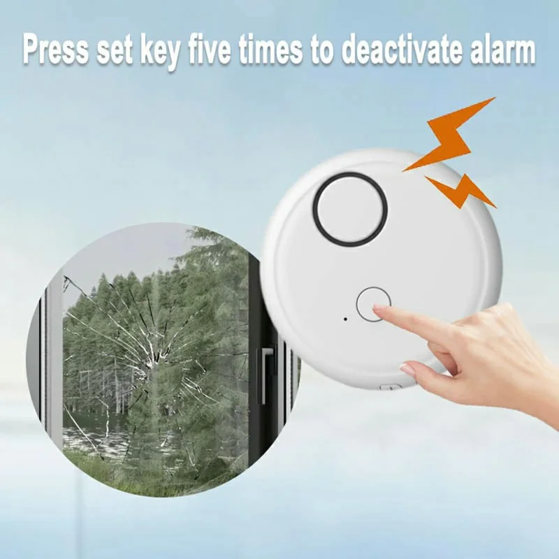 Alarme de Alta Sensibilidade para Porta e Janela 130dB Sensor de Vibração Detector de Quebra de Vidro Sistema de Segurança Antifurto