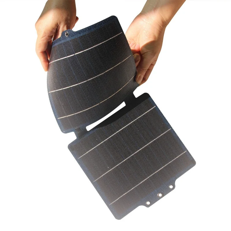 10W Bi-faltbares ETFE-flexibles Solarpanel zum Aufladen mit USB / Typ-C-Ausgang, wasserdicht, für Outdoor-Notfallstromversorgung
