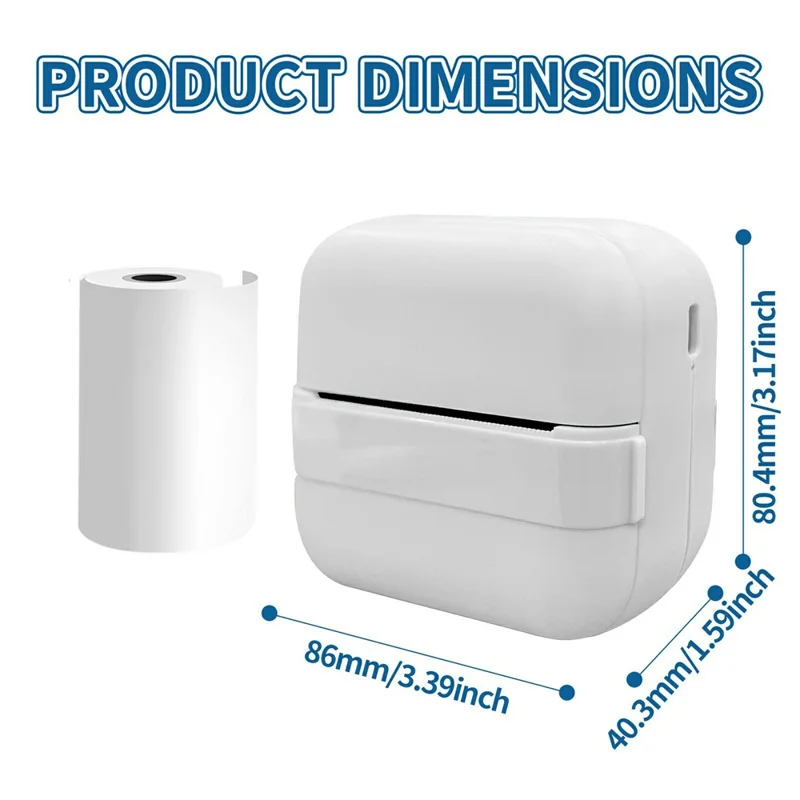 X18 Portable Inkless Thermal Printer 200DPI Bluetooth-compatible Mini Pocket Printer, Standard Version - White