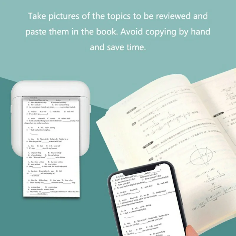 M12 200DPI Bluetooth-compatible Thermal Printer Wrong Question Printer for Students Mini Label Printer, Standard Version - Blue