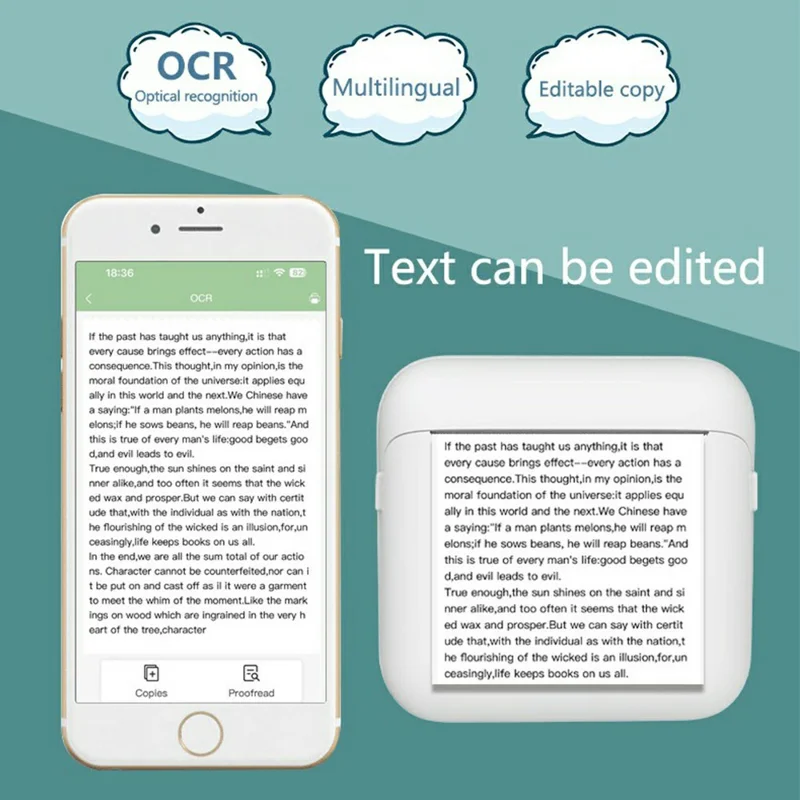 M12 200DPI Bluetooth-compatible Thermal Printer Wrong Question Printer for Students Mini Label Printer, Standard Version - Blue