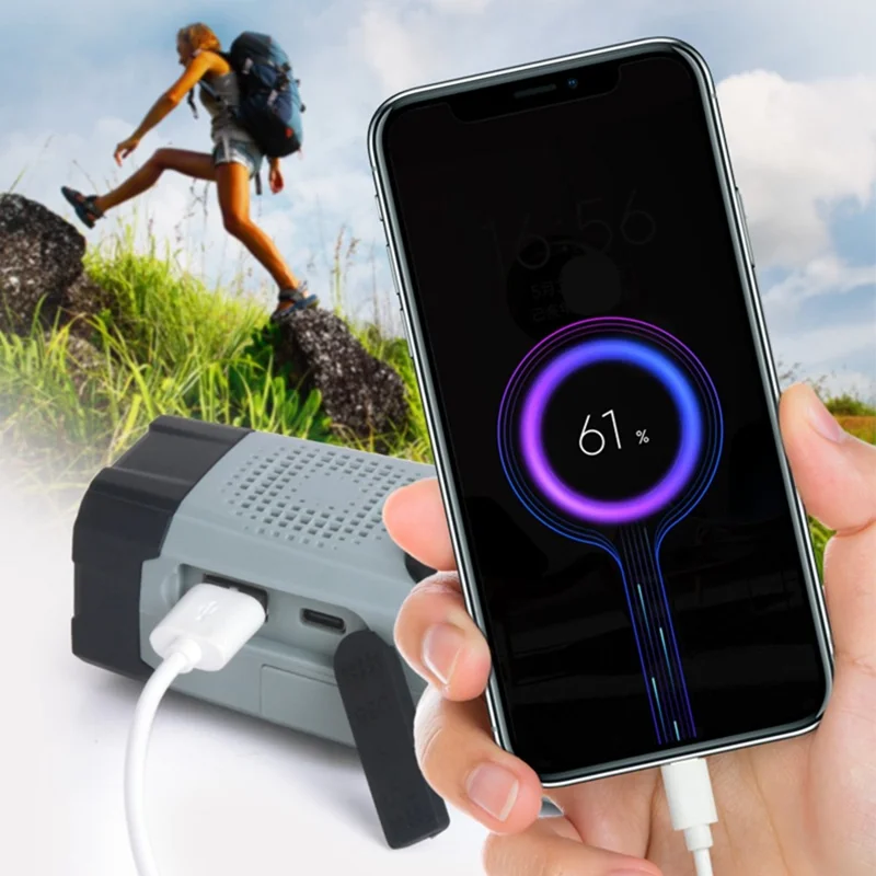 XLN-383 Radio Alimentata a Energia Solare di Emergenza AM FM SW Manuale Torcia Lampeggiante SOS Powerbank