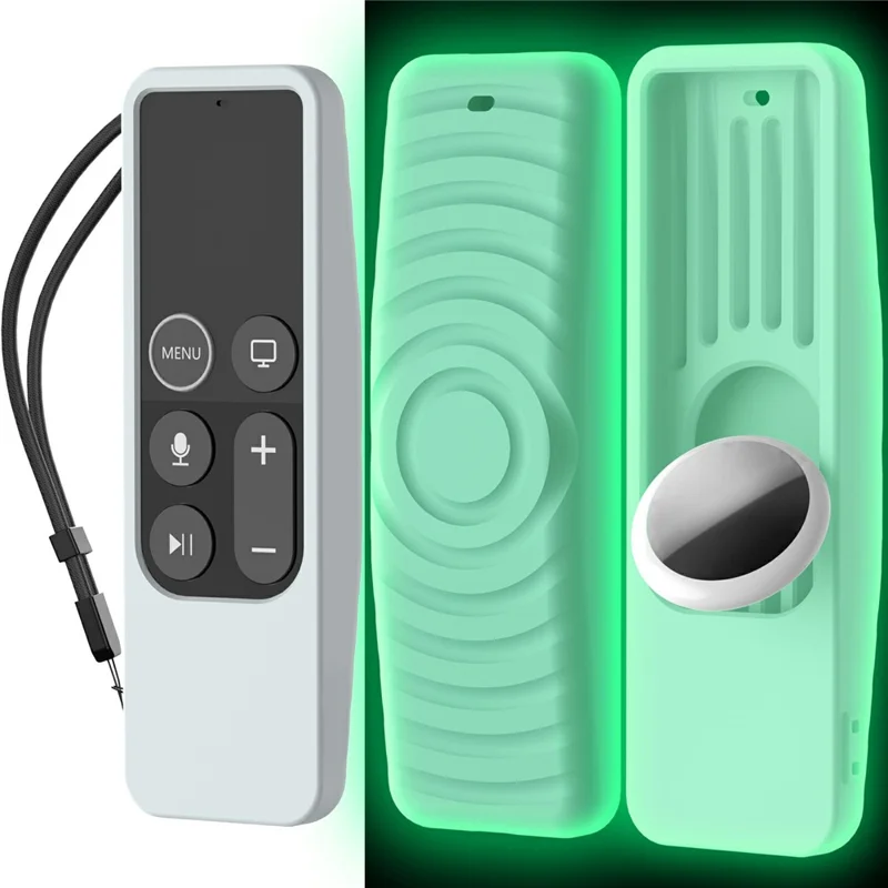 Funda de silicona AHASTYLE PT175 para Apple TV 4K (4ª gen / 5ª gen) / TV HD / AirTag, funda protectora amigable con la piel de 2 en 1 - Azul luminoso