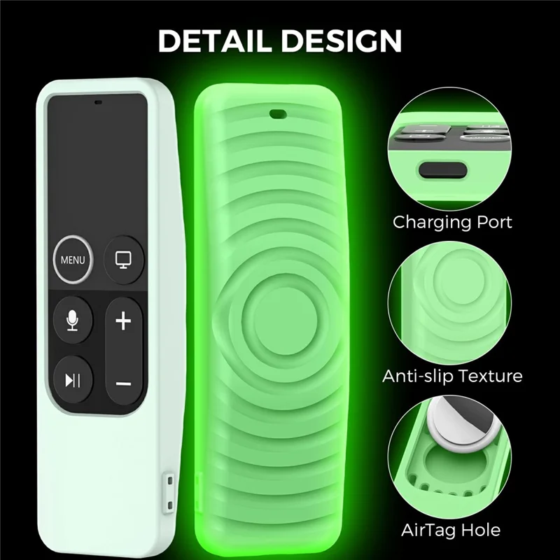 Funda de silicona AHASTYLE PT175 para Apple TV 4K (4ª gen / 5ª gen) / TV HD / AirTag, funda protectora amigable con la piel de 2 en 1 - Azul luminoso