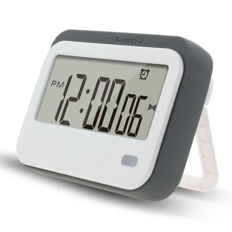 320SP Large Screen Kitchen Timer Clock Digital Alarm Stopwatch Countdown Timer with Kickstand  /  Flashing Light - Grey