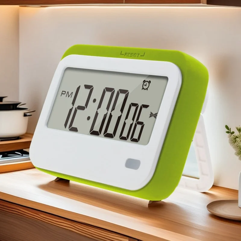 320SP Large Screen Kitchen Timer Clock Digital Alarm Stopwatch Countdown Timer with Kickstand  /  Flashing Light - Grey