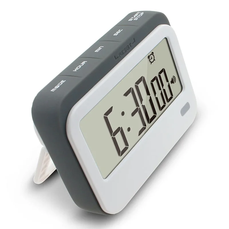 320SP Large Screen Kitchen Timer Clock Digital Alarm Stopwatch Countdown Timer with Kickstand  /  Flashing Light - Grey