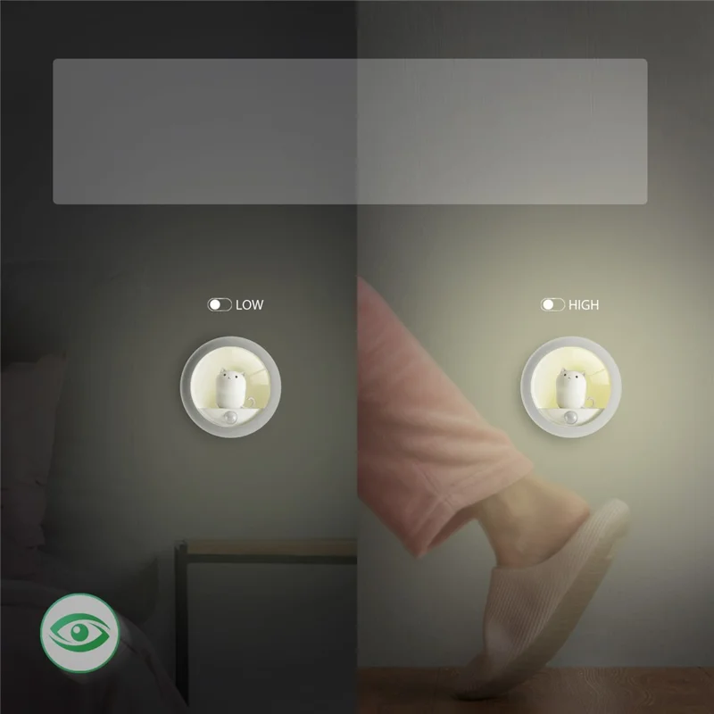 K610 Smart Motion Sensor Night Light Wireless Magnetic Round LED Lamp for Cabinet / Stairs / Hallway Wall Light - White