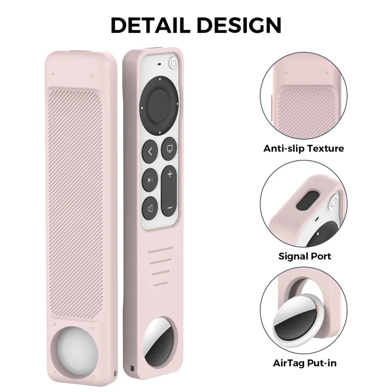 AHASTYLE PT158 För Apple TV-fjärrkontroll / AirTag Silikonhölse 2 i 1 Antislir Skyddshölse - Rosa