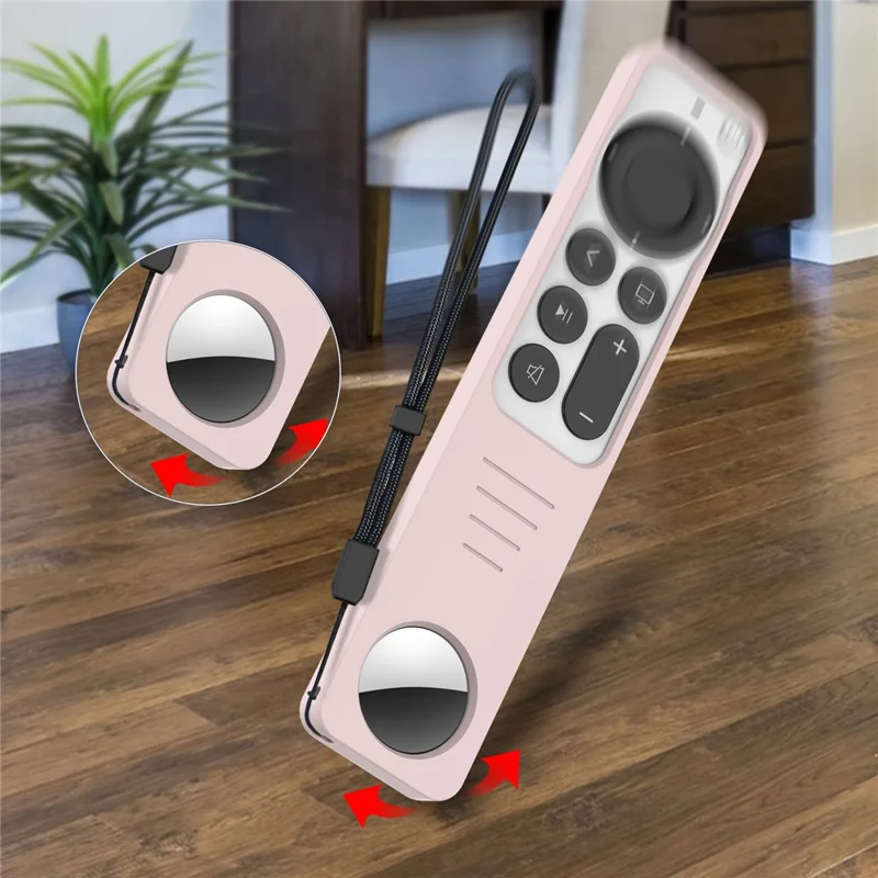 AHASTYLE PT158 För Apple TV-fjärrkontroll / AirTag Silikonhölse 2 i 1 Antislir Skyddshölse - Rosa