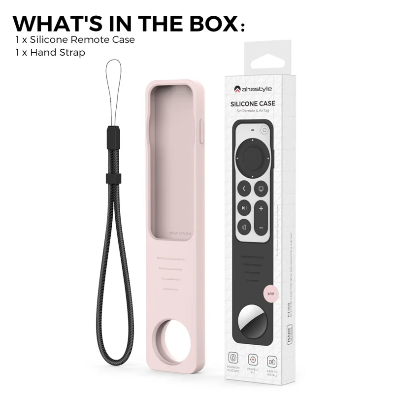 AHASTYLE PT158 För Apple TV-fjärrkontroll / AirTag Silikonhölse 2 i 1 Antislir Skyddshölse - Rosa