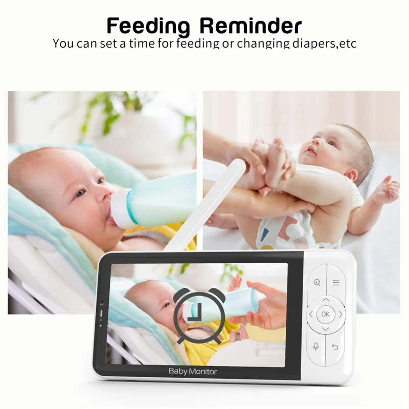 BABY6TS Cloudedge App 5 tommer Dual Channel Babyovervågning To-vejs lyd 1080P HD natte-syn WiFi-kamera - US stik