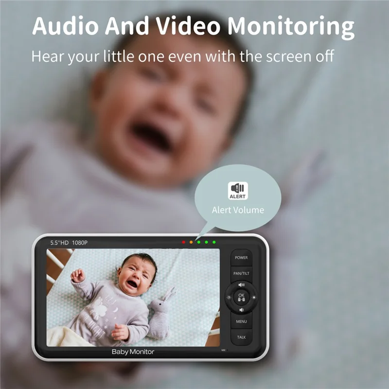 SM55 5.5 Inch Baby Monitor Two-Way Audio 1080P HD Display Panoramic Remote Control Night Vision Camera - US Plug