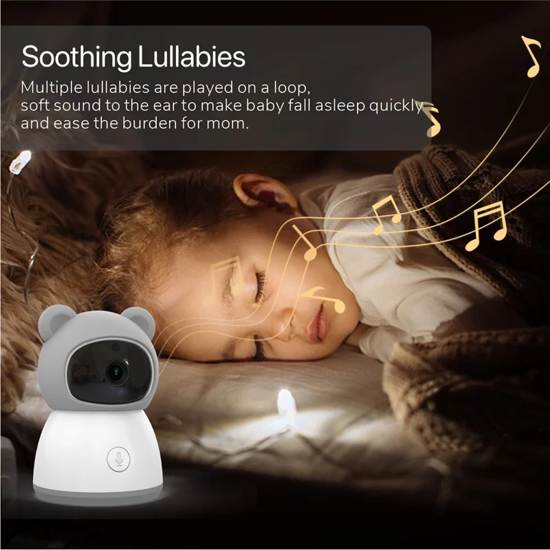 BABY6TYQ 5 Inch Baby Monitor Night Vision Tuya App Infant Two Way Audio 1080P Video WiFi Camera - US Plug
