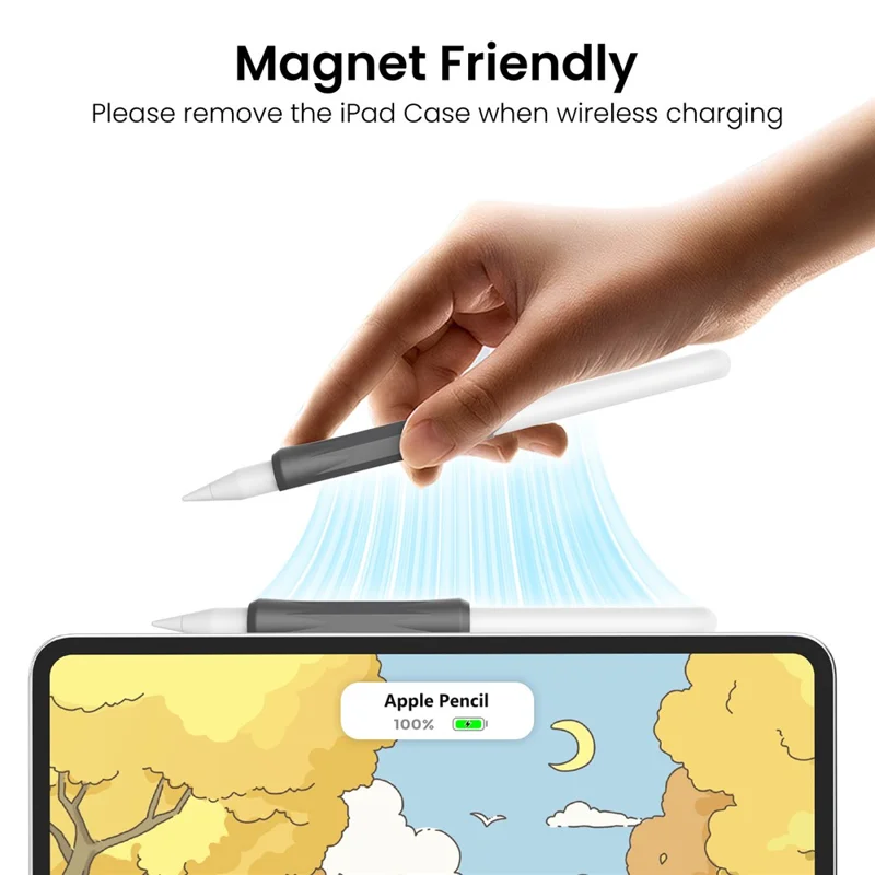 AHASTYLE DD07 Silicone Sleeve for Apple Pencil Pro / Pencil (USB-C) / Pencil (2nd Generation) / Pencil (1st Generation) Stylus Grip Cover - Dark Grey