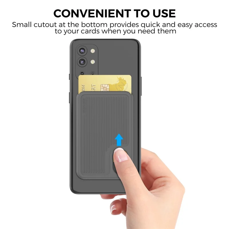 AHASTYLE PT133-B-S Phone Card Holder Adhesive Stick on Phone Wallet Pocket Organizer - Grey