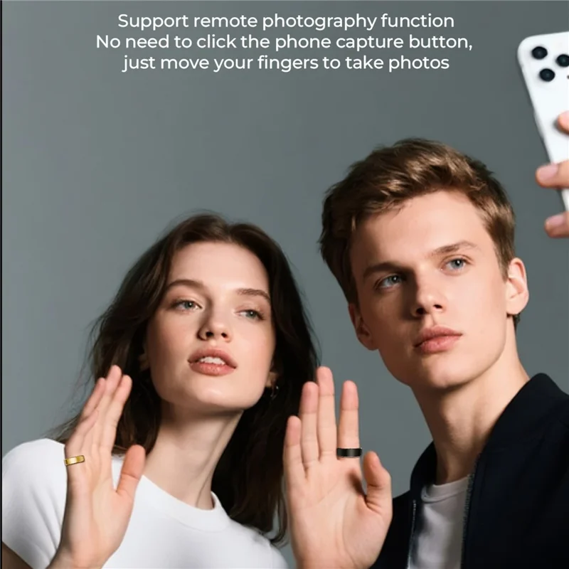 R100 Multifunction Smart Ring Health Monitoring Blood Oxygen Heart Rate Sleep Tracker with Charging Case - Silver / Size 8