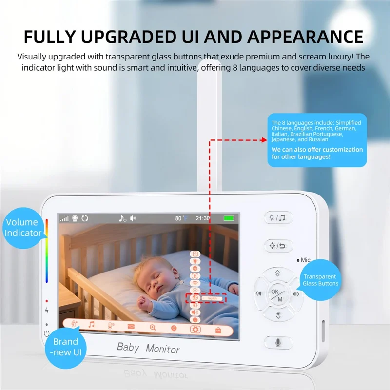 ABM206 4.3 Inch Baby Monitor Infant 2.4G WiFi App Video Monitoring Night Vision Two Way Audio Camera - US Plug
