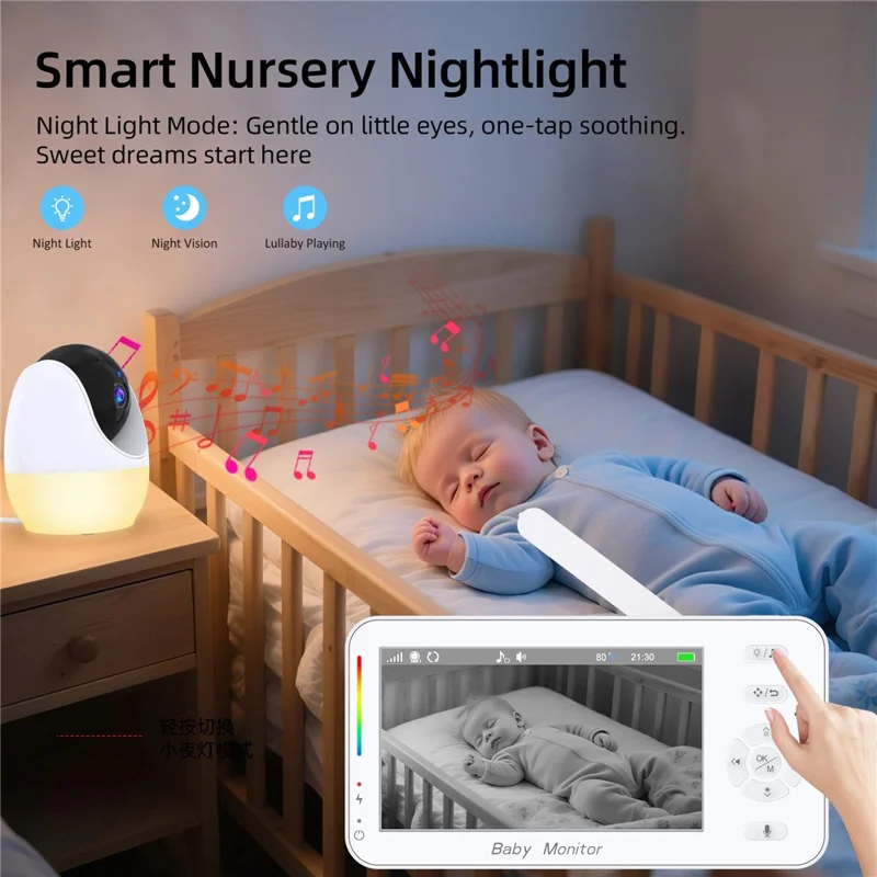 ABM206 4.3 Inch Baby Monitor Infant 2.4G WiFi App Video Monitoring Night Vision Two Way Audio Camera - US Plug