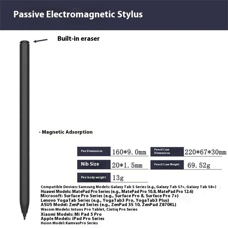 P30 S Pen Stylus 4096 Pressure Tilt Sensitive Palm Rejection Magnetic Passive Digital Touch Pen for Tablets / Phones