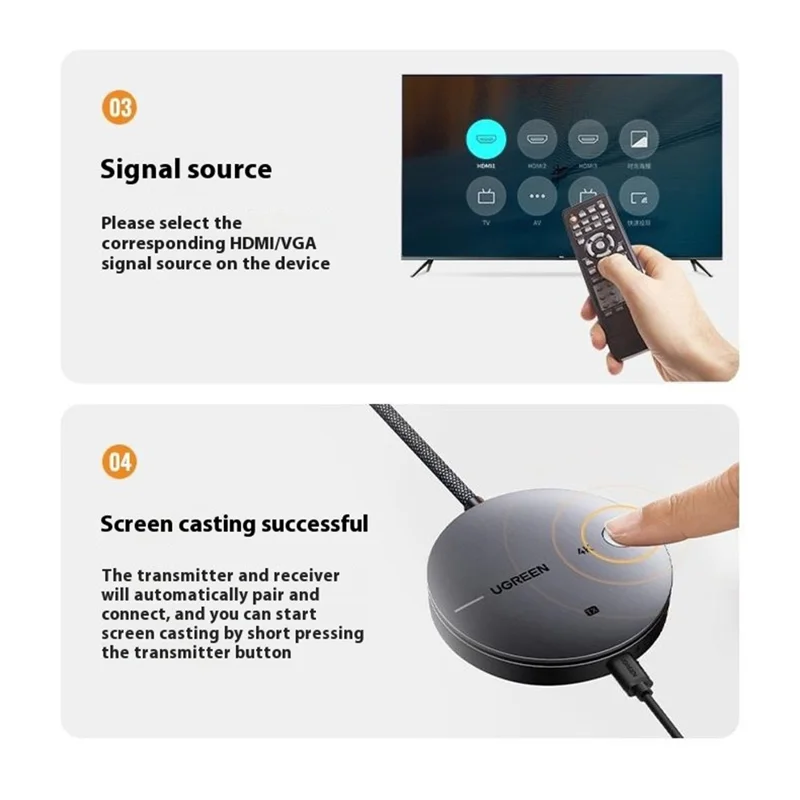 UGREEN CM586 90909 Wireless HD Transmitter and Receiver 4K 30Hz  /  5G 2.4G HD Extender 164FT / 50M