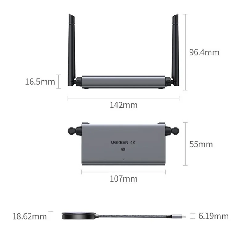 UGREEN CM586 90909 Wireless HD Transmitter and Receiver 4K 30Hz  /  5G 2.4G HD Extender 164FT / 50M