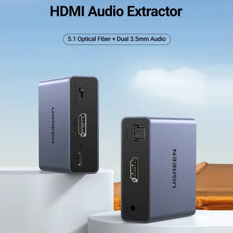 UGREEN 60649 4K HD Audio Extractor  /  Converter 5.1 Optical 3.5mm Output for Home Theater  /  Gaming