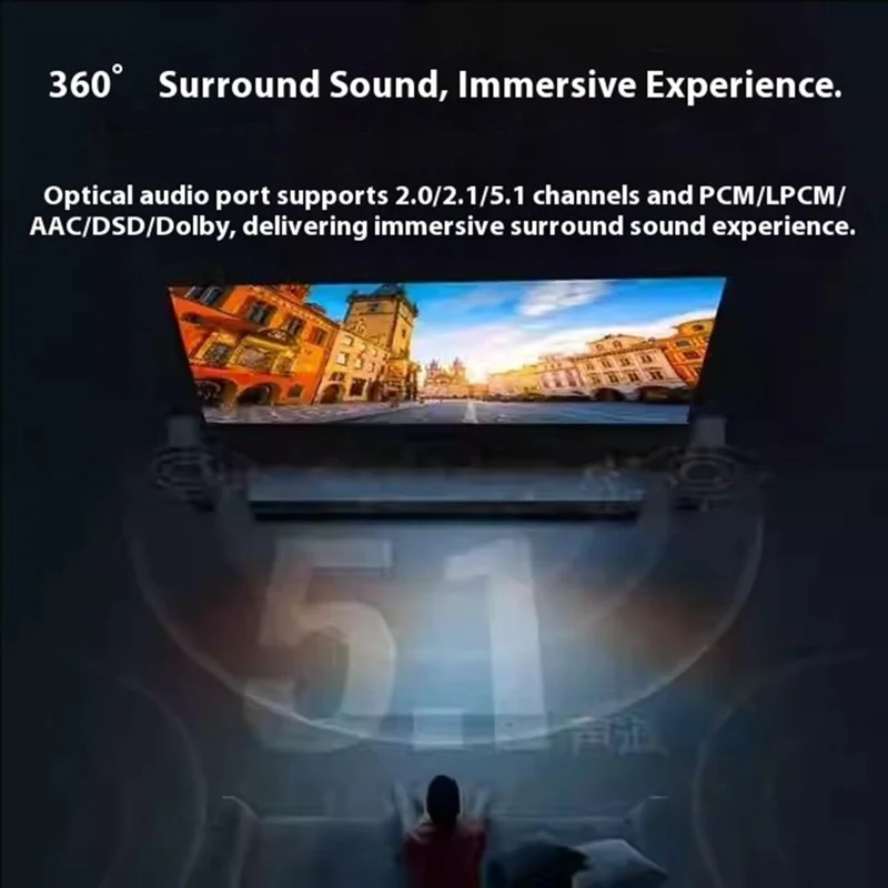 UGREEN 60649 4K HD Audio Extractor  /  Converter 5.1 Optical 3.5mm Output for Home Theater  /  Gaming