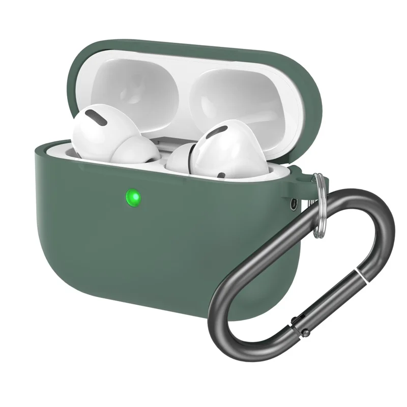 CS30 For AirPods Pro 3 Protective Case Soft Silicone Earphone Cover with Hook - Dark Green
