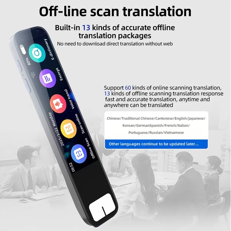 S08B 3,69 inch touchscreen Smart Voice-vertaler 134 talen Online-vertaler Fototranslatieapparaat, 1+8GB