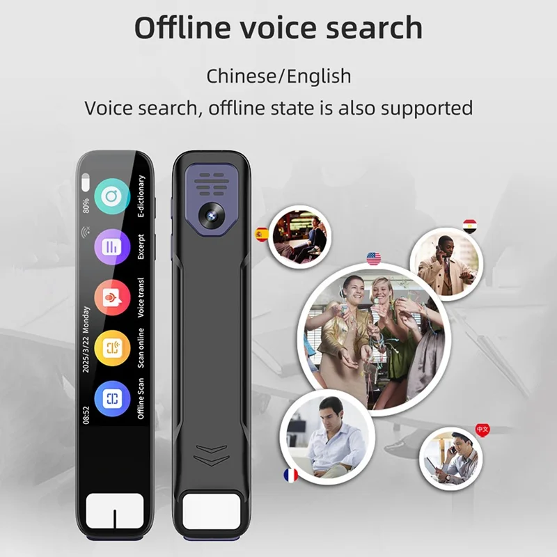 S08B 3,69 inch touchscreen Smart Voice-vertaler 134 talen Online-vertaler Fototranslatieapparaat, 1+8GB