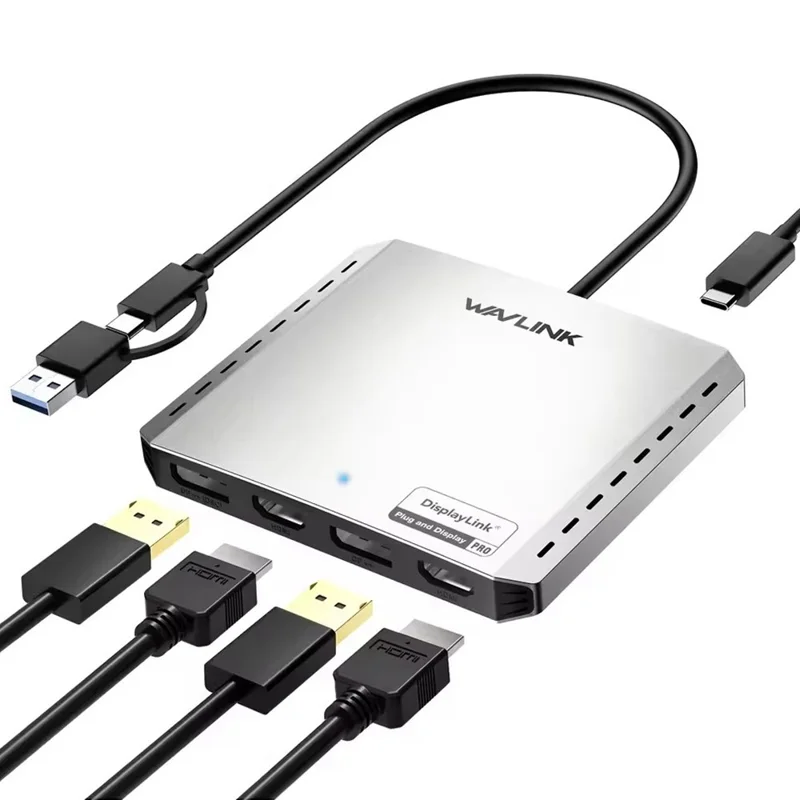 WAVLINK WL-UG7501DH-PD 2 DP + 2 HD Converter 4K / 8K Display Adapter with 85W Upstream Charging for Intel  /  M1  /  M2  /  M3  /  M4 Mac and Windows