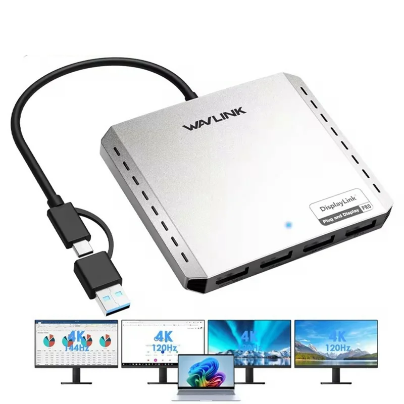 WAVLINK WL-UG7501DH-PD 2 DP + 2 HD Converter 4K / 8K Display Adapter with 85W Upstream Charging for Intel  /  M1  /  M2  /  M3  /  M4 Mac and Windows