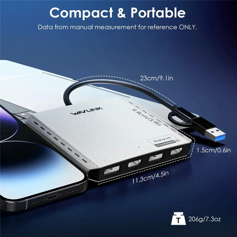 WAVLINK WL-UG7501DH-PD 2 DP + 2 HD Converter 4K / 8K Display Adapter with 85W Upstream Charging for Intel  /  M1  /  M2  /  M3  /  M4 Mac and Windows