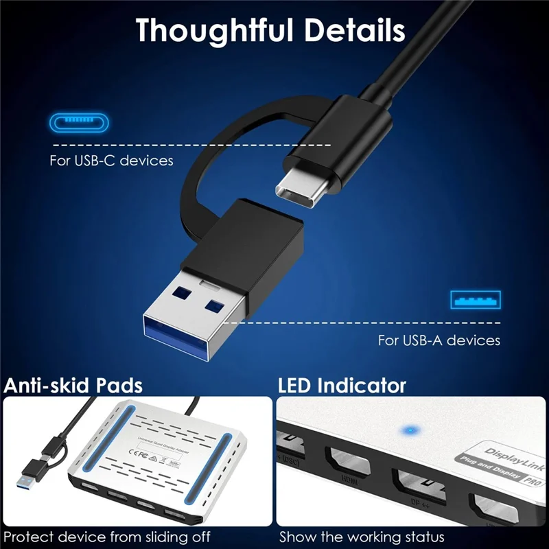 WAVLINK WL-UG7501DH-PD 2 DP + 2 HD Converter 4K / 8K Display Adapter with 85W Upstream Charging for Intel  /  M1  /  M2  /  M3  /  M4 Mac and Windows