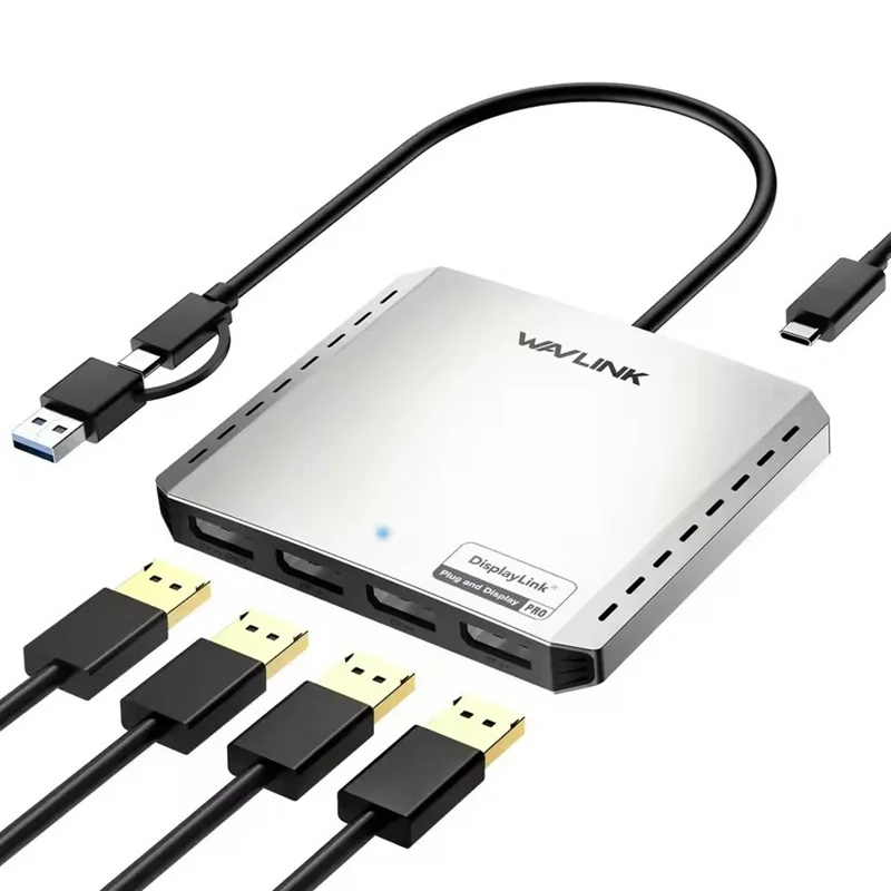 WAVLINK WL-UG7501D-PD 4 DP Converter 4K / 8K Display Adapter with 85W Upstream Charging for Intel  /  M1  /  M2  /  M3  /  M4 Mac and Windows