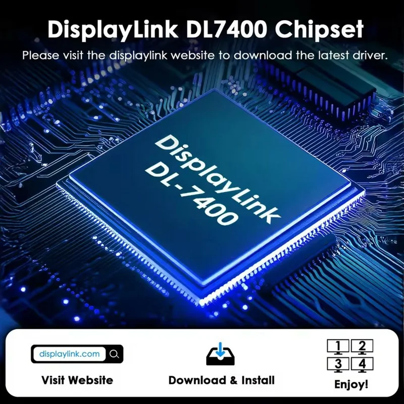 WAVLINK WL-UG7501D-PD 4 DP Converter 4K / 8K Display Adapter with 85W Upstream Charging for Intel  /  M1  /  M2  /  M3  /  M4 Mac and Windows