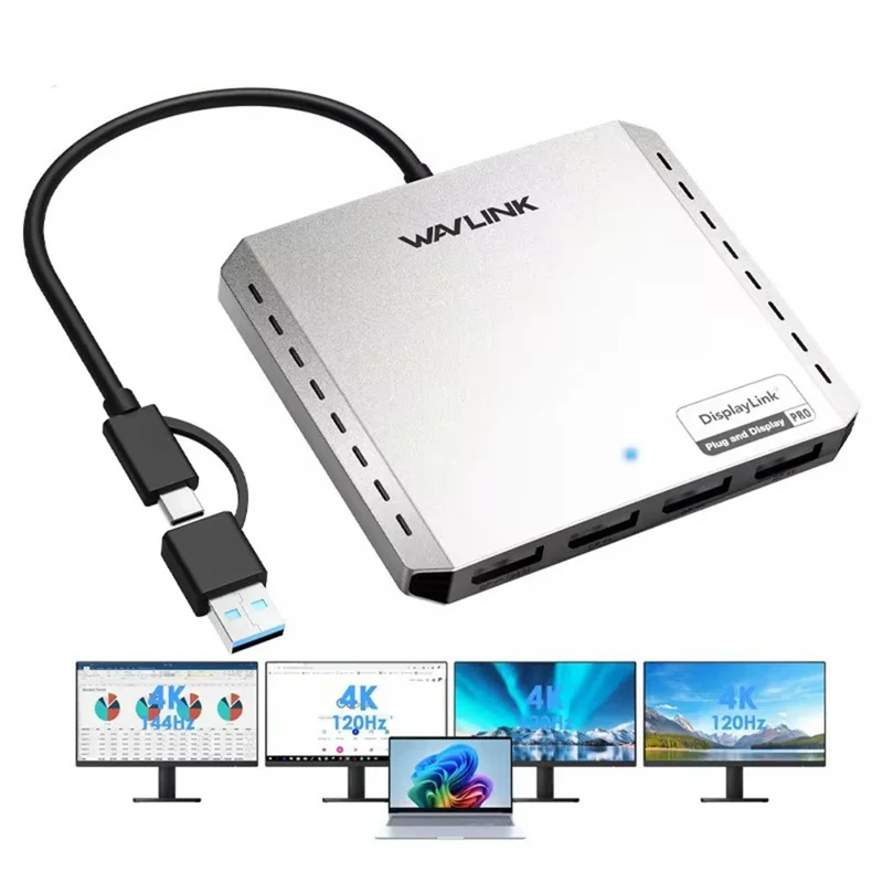 WAVLINK WL-UG7501H-PD 4 HD Converter 4K Display Adapter with 85W Upstream Charging for Intel  /  M1  /  M2  /  M3  /  M4 Mac and Windows