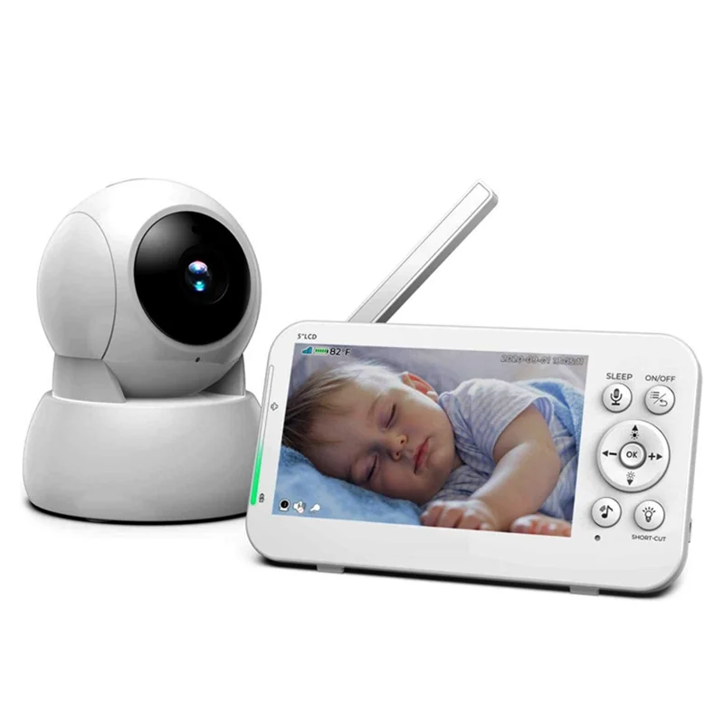 SP960 5 Inch Baby Monitor Two-Way Audio Intercom 720P HD Display Full View RC Home Camera Night Vision - US Plug