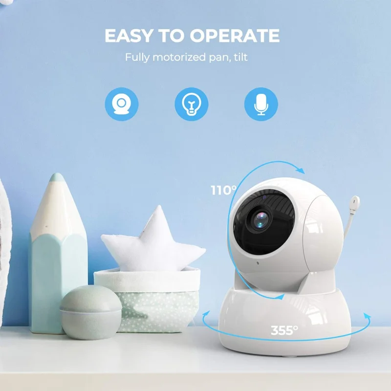 SP960 5 Inch Baby Monitor Two-Way Audio Intercom 720P HD Display Full View RC Home Camera Night Vision - US Plug