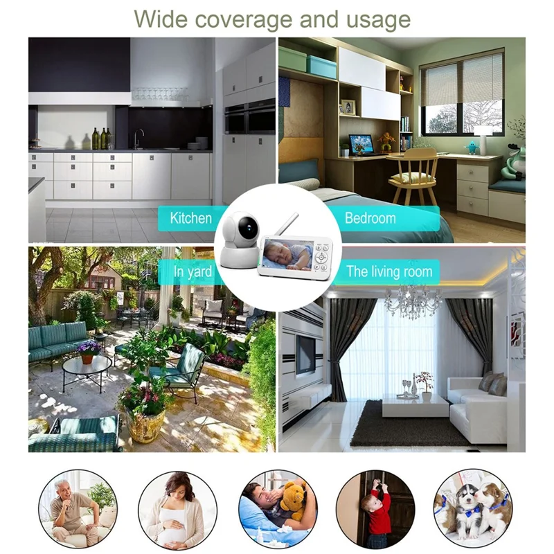 SP960 5 Inch Baby Monitor Two-Way Audio Intercom 720P HD Display Full View RC Home Camera Night Vision - US Plug