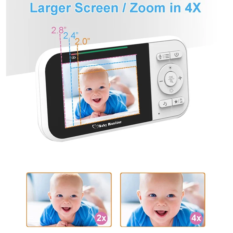 SP218 2.8 Inch Baby Monitor Two-Way Audio Intercom 320P Display Night Vision Infant Camera - US Plug