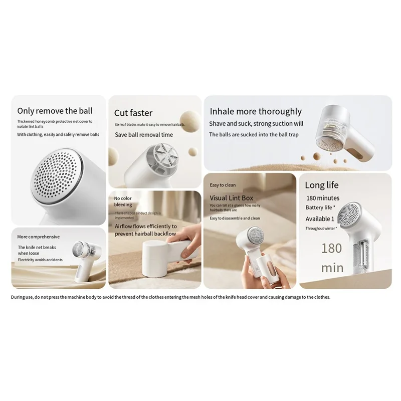 XIAOMI MIJIA MQXJQ01LF Electric Fabric Shaver 6-Blade Lint Remover Portable Hair Ball Trimmer