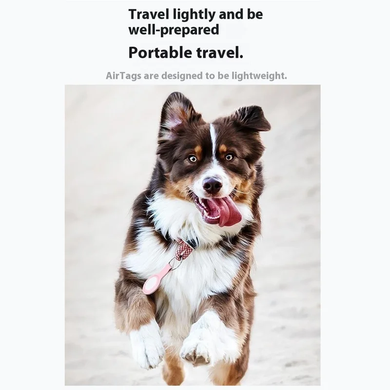 For AirTag Locator Protective Case PU Leather Cover with Anti-Lost Magnetic Closure Key Ring - Pink